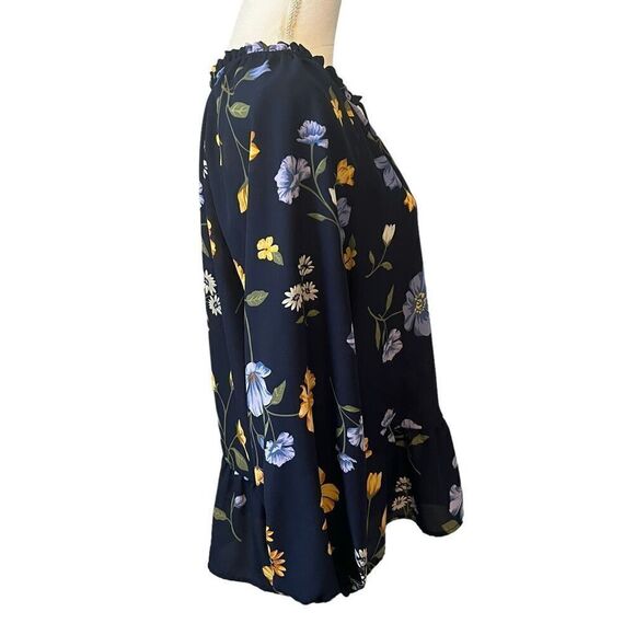 Old Navy Navy Blue Floral Blouse Tunic Size Large - Picture 3 of 7